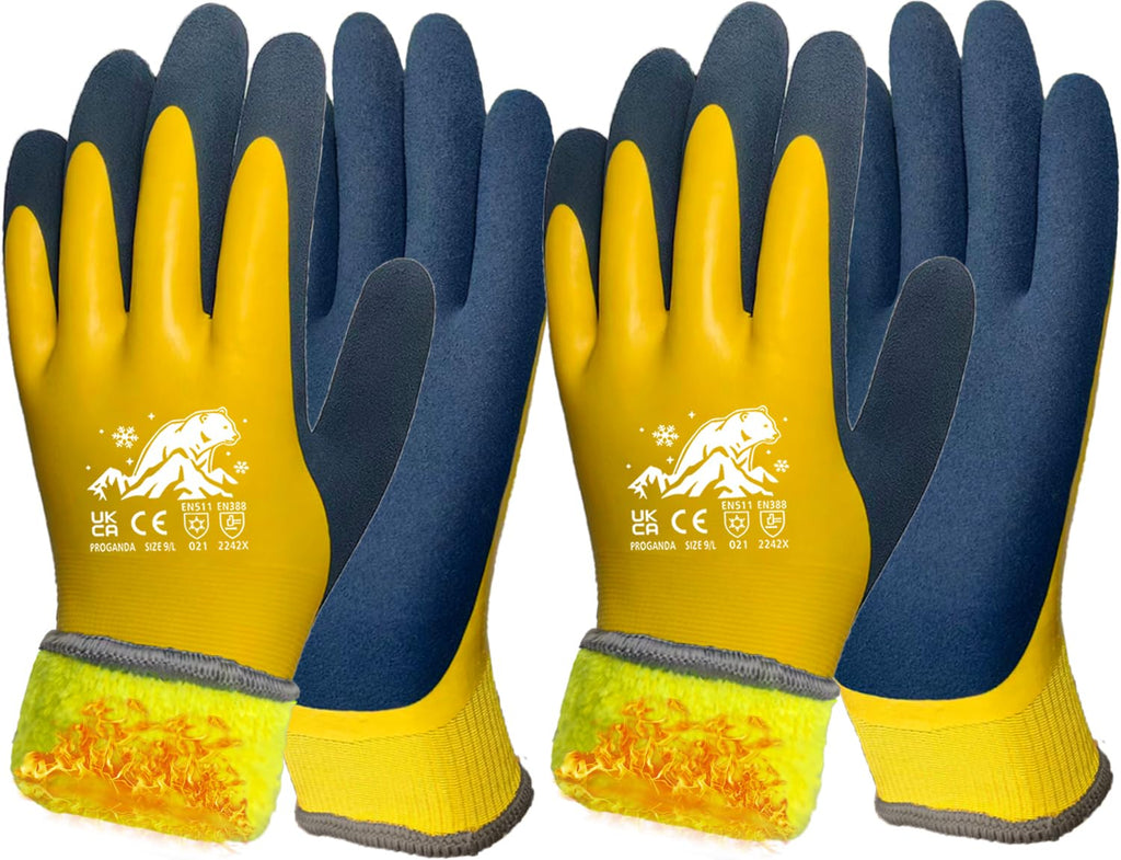 Winter Work Gloves Thermal Fleece Liner Waterproof Coating Superior Grip for Cold Weather Car Washing Gardening Fishing Multipurpose