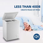 Chest Freezer 3.5 Cu.Ft Small Deep Freezer Top Door Mini Freezer with Removable Basket, Low Noise, 7 Adjustable Temperature and Energy Saving Perfect for Home Garage Basement Dorm or Apartment