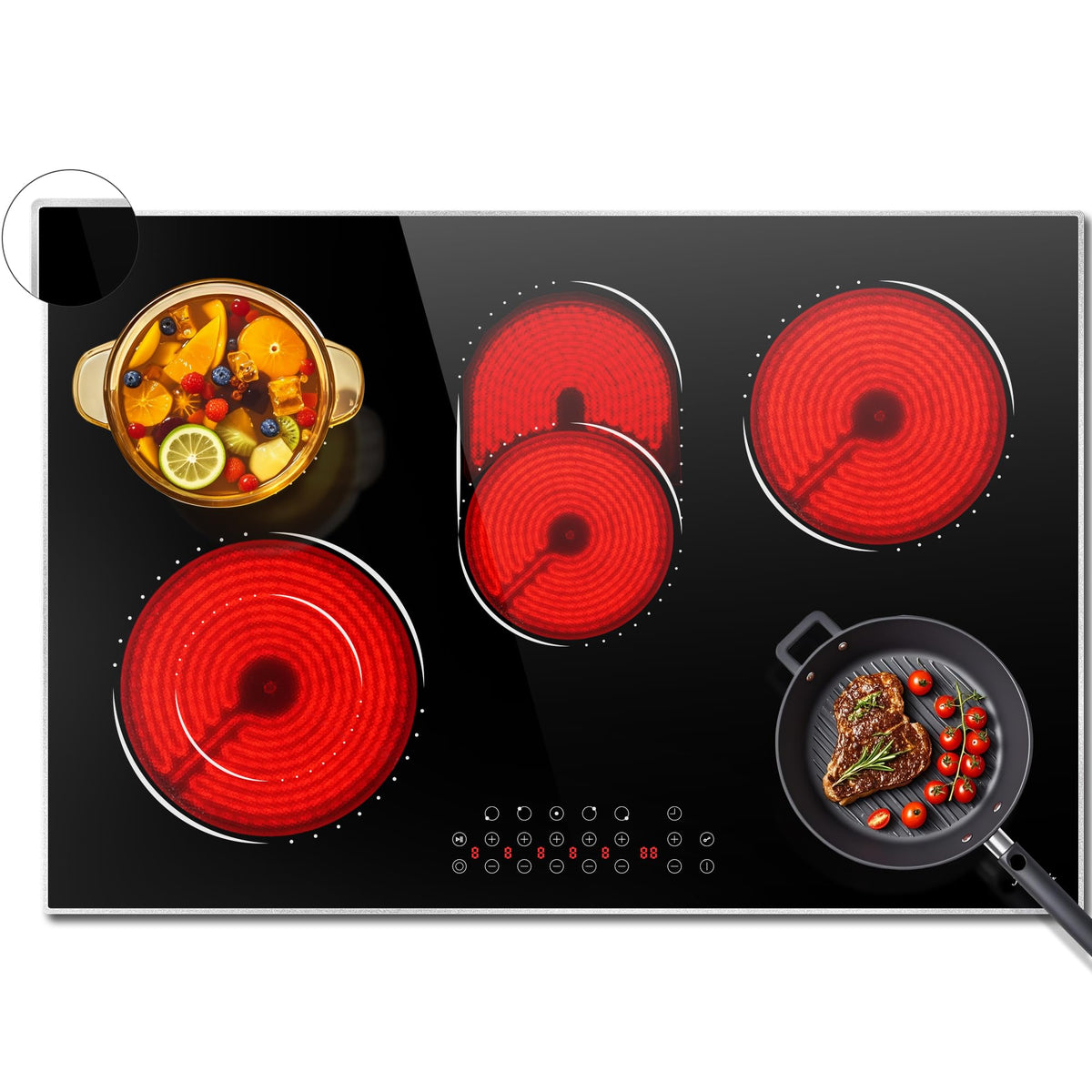 Hobsir 2 Burner Electric Cooktop 110V Plug In 2000W, Countertop & Built-in