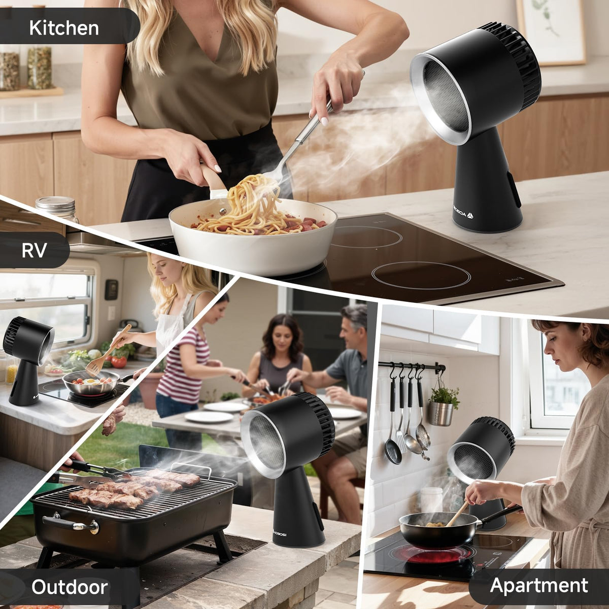 AAOBOSI Portable Range Hood, 3-Speed Desktop Exhaust Fan for Kitchen