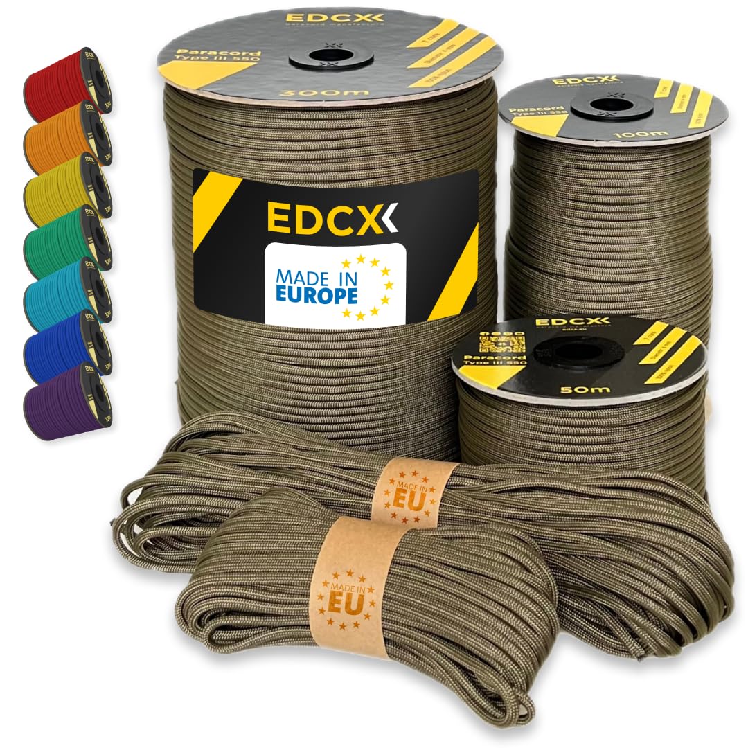 Paracord 550 4mm, 35+ Solid Colors (10m, 15m, 30m, 50m, 100m, 300m)