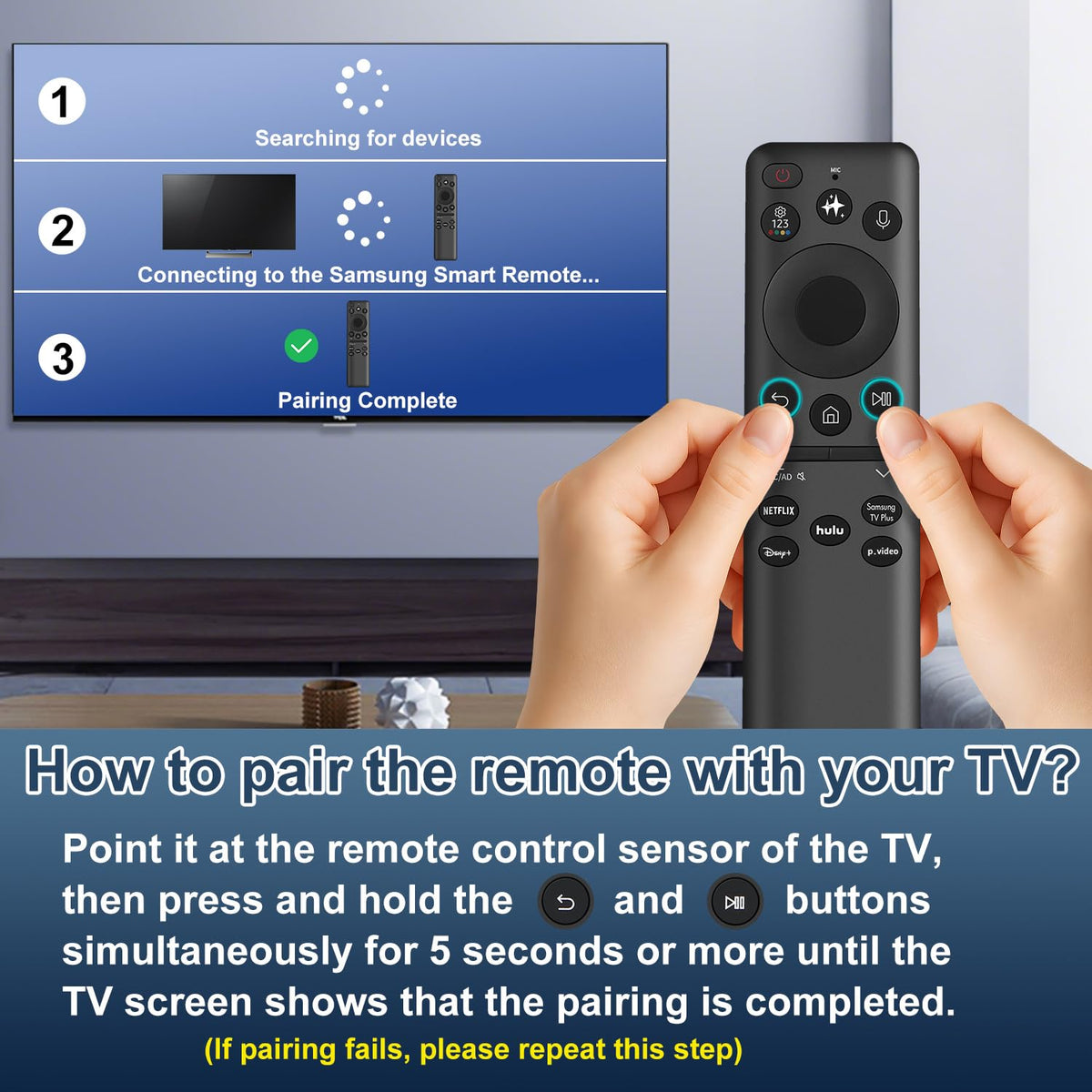 Universal Remote for All Samsung TV Remote, Replacement Compatible with All Samsung LED, LCD, QLED, HDTV, 3D Series Smart TVs (BN59-01259B)