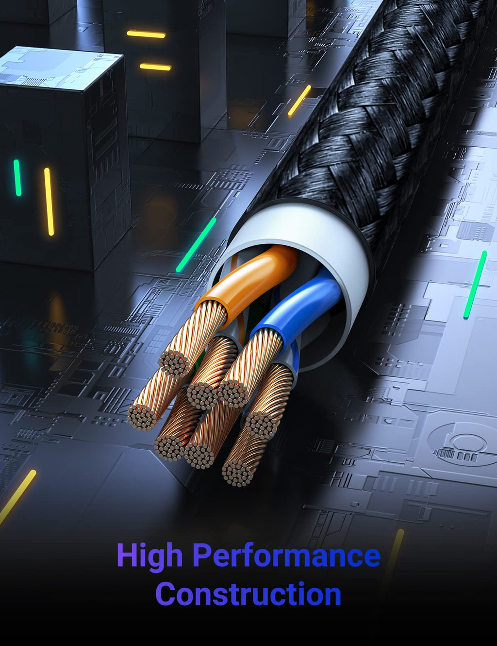 UGREEN Ethernet Cable 2M, High-Speed Gigabit Cat 6 Network Cable Braided