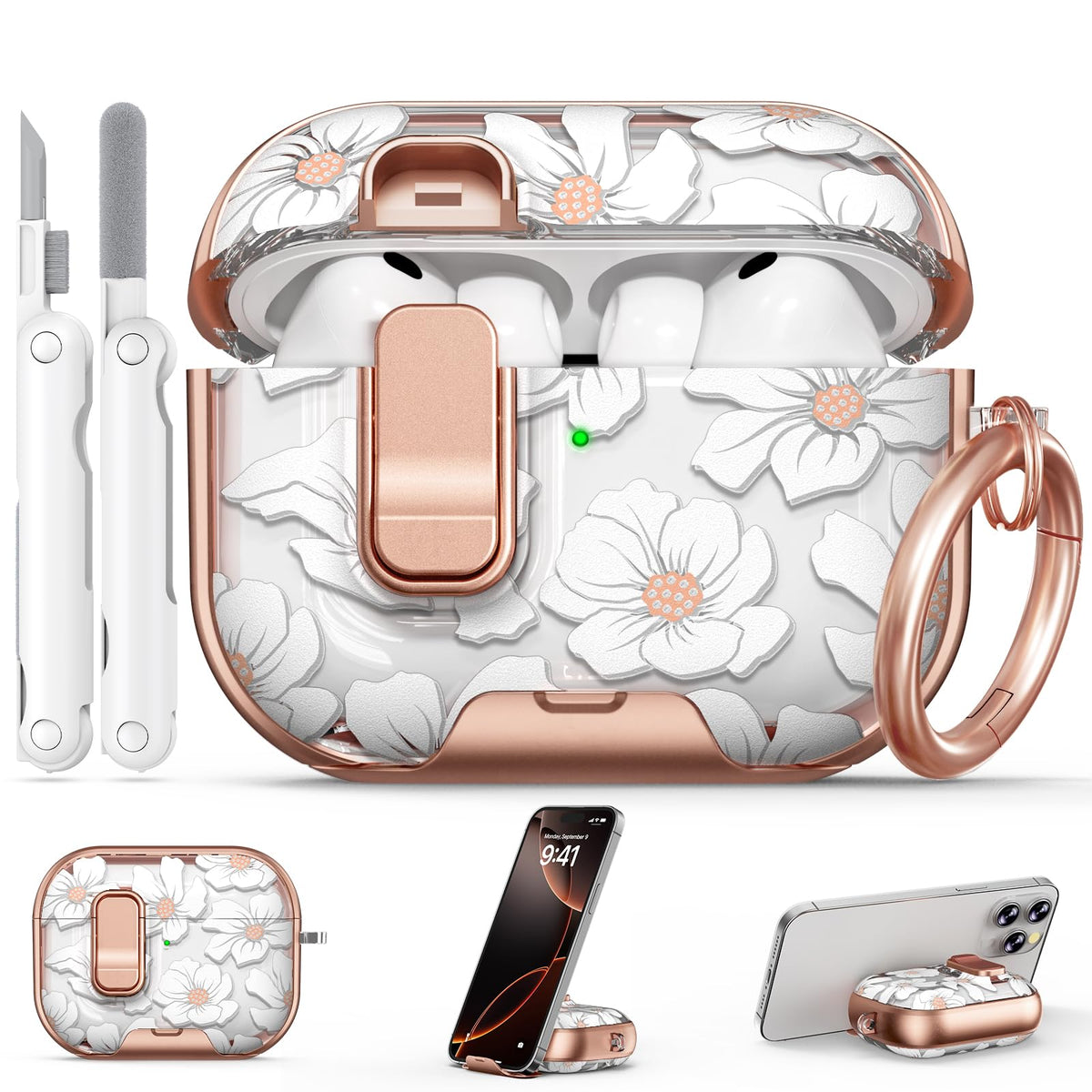 for AirPods Pro 2nd/1st Case (2023-2019)-Purple Bell Flower