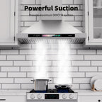 Range Hood 30 Inch, 900 CFM Wall Mount Range Hood with Voice, Gesture & Touch Control, Stainless Steel Kitchen Vent Hood with 4-Speed Fan, Adjustable LED Lights, Ducted/Ductless Convertible