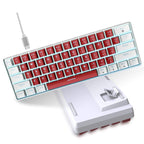 Snpurdiri 60% Wired Mechanical Gaming Keyboard, Ice Blue LED Backlit 61 Keys Mini Wired Office Keyboard for Windows Laptop PC Mac (Black-White, Red Switches)
