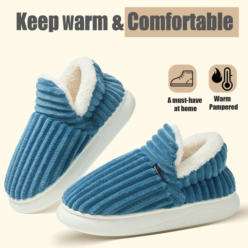 Misolin Slippers Women Clouds Bootie Corduroy Memory Foam Warm House Shoes