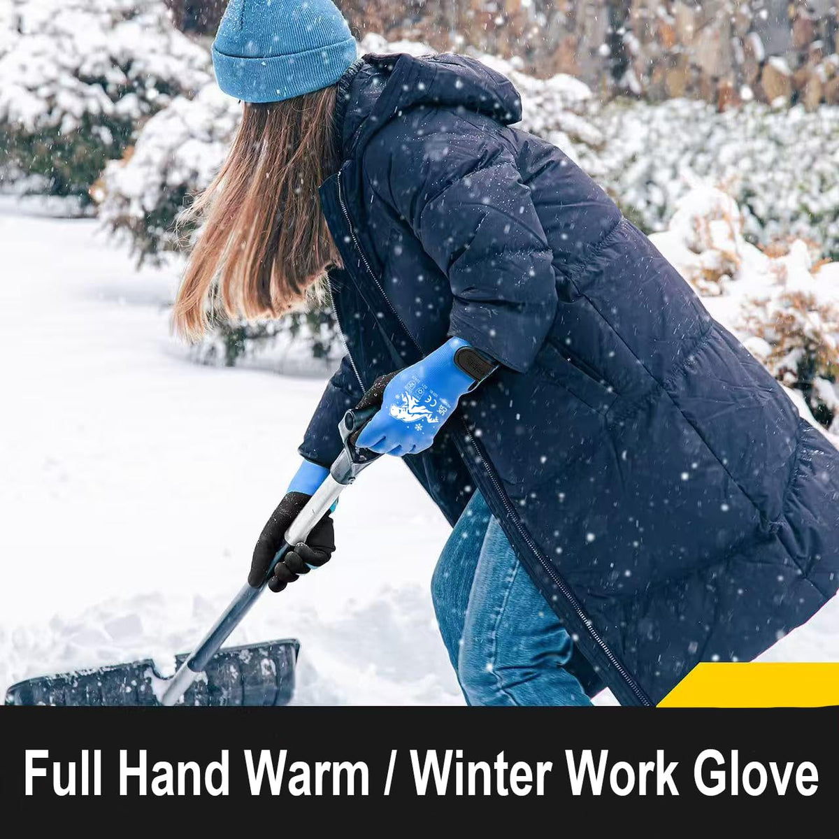 Winter Work Gloves Thermal Fleece Liner Waterproof Coating Superior Grip for Cold Weather Car Washing Gardening Fishing Multipurpose