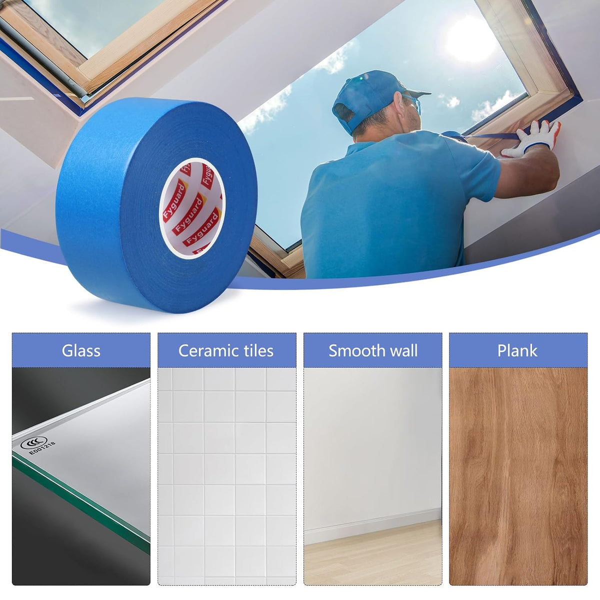 5 Rolls Painters Tape Blue, 36mm x 50m, UV & Heat Resistant