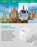 South Africa Plug Adapter, PD20W 3 Way Cube Extension Lead, Type M,1.5M