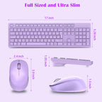 LeadsaiL Wireless Keyboard and Mouse Set, 2.4GHz USB Computer Keyboards and Mouse Combo, Ergonomic Design with 12 Multimedia Shortcuts for HP/Lenovo Laptop and Mac-Pink
