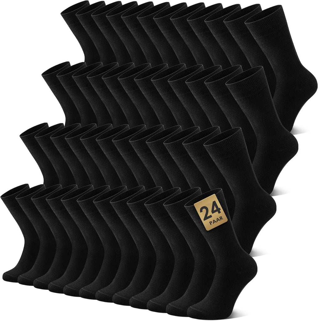 FALARY 12 Pairs Black Mens Socks, Plain Cotton Socks for Men & Women