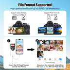 La Brodée SD Card Reader for iPhone iPad, Lightning+USB C Camera Adapter