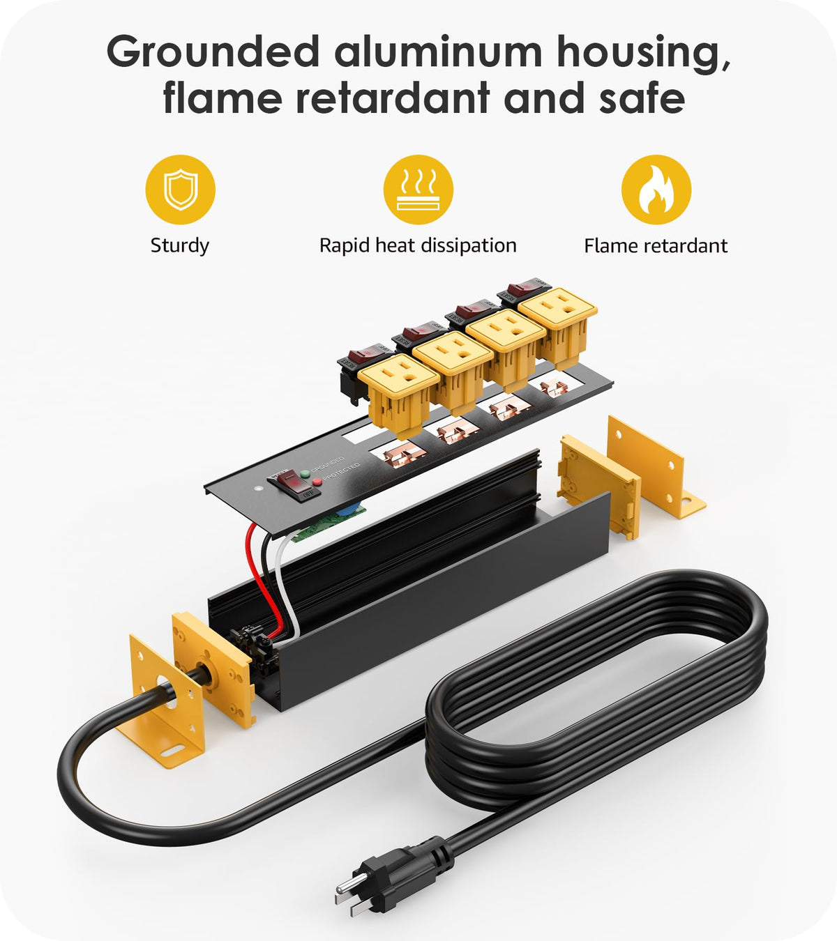 CCCEI 12 Gauge Heavy Duty Surge Protector, Black, 6FT, 1