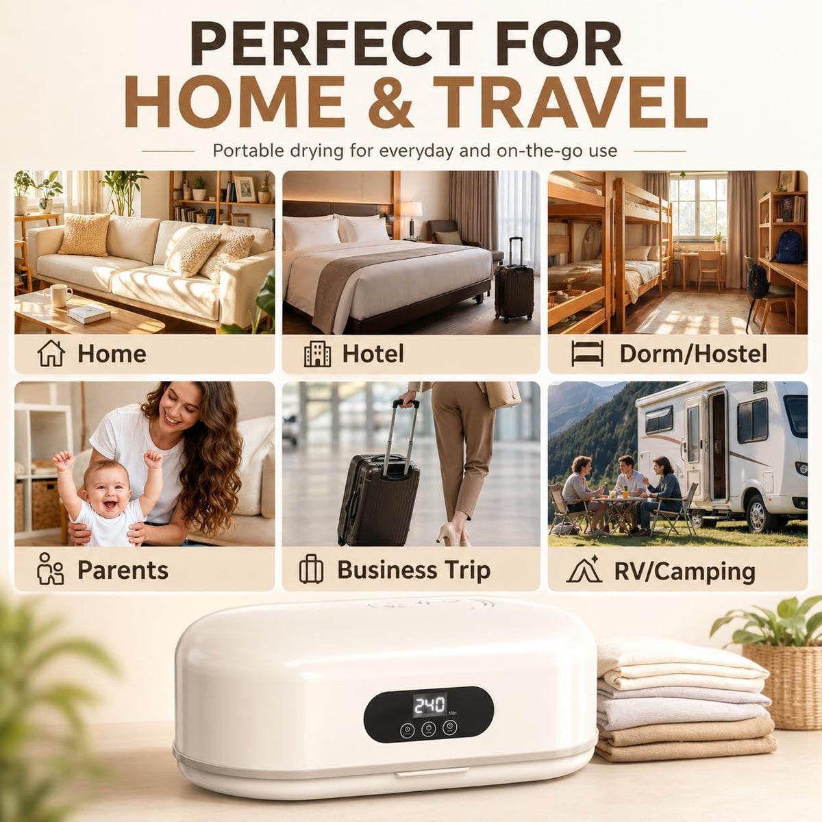 Portable Clothes Dryer - 700w Compact Dryer for Travel, Apartment
