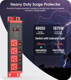 CCCEI 12 Gauge Heavy Duty Surge Protector, Black, 6FT, 1