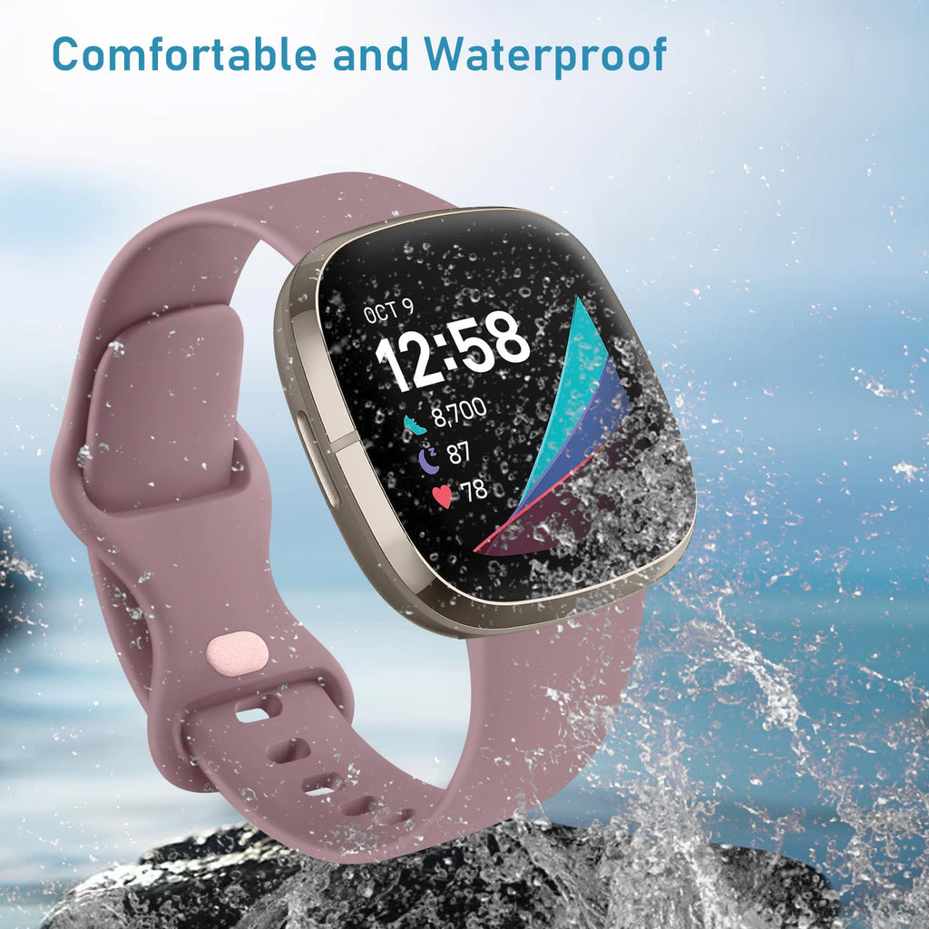 AK Straps for Fitbit Sense 2/Fitbit Sense/Fitbit Versa 4/Fitbit Versa 3 Straps for Women Men,Silicone Sport Classic Soft Replacement Straps Compatible with Fitbit Versa 3/Versa 4/Sense/Sense 2