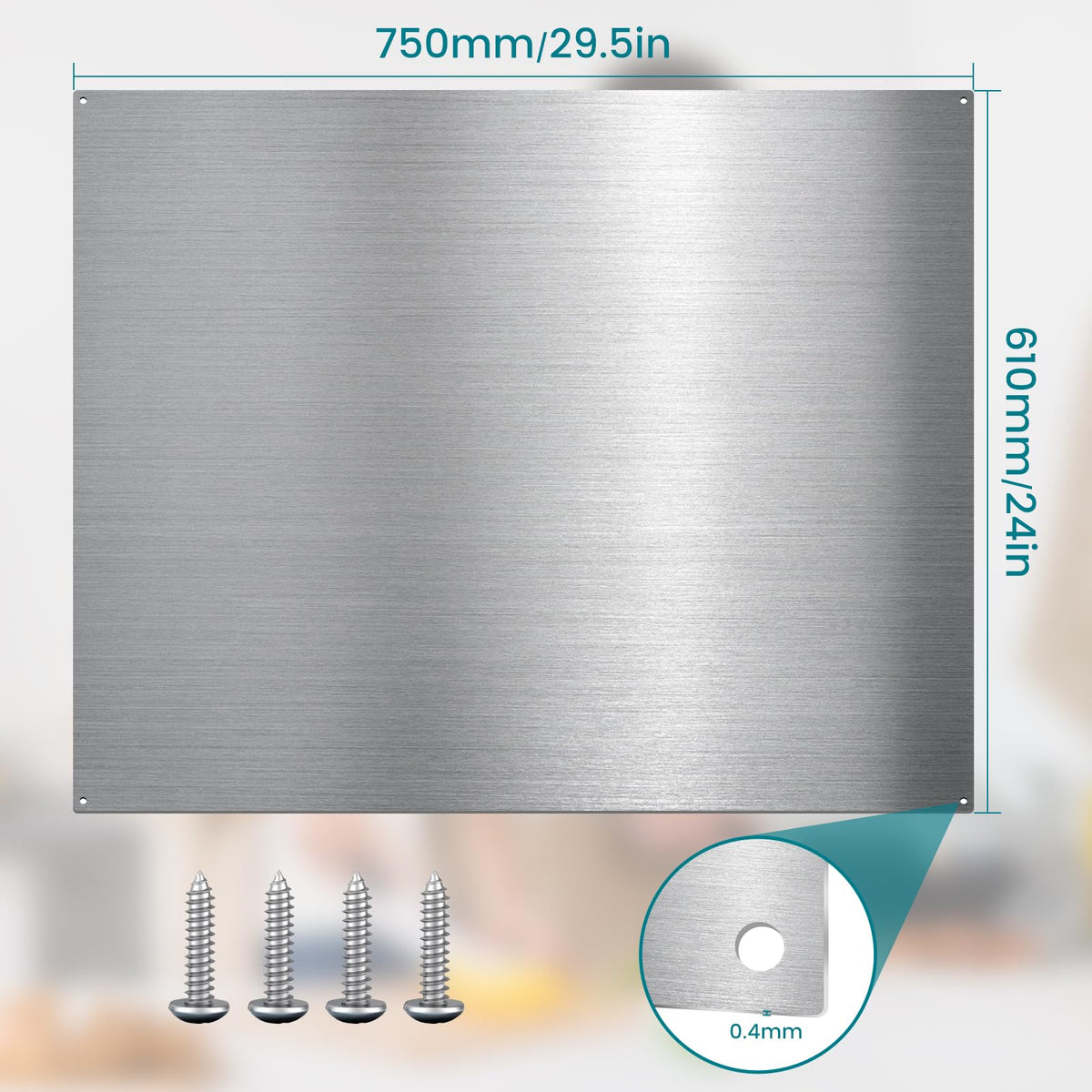 12"x29.5" Stainless Steel Backsplash - Ultra Flat & Easy to Clean, Protect Wall from Splash & Stain - Kitchen Stove Backsplash Panel for Oven & Range Hood with Pre-Drilled Holes