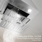 Hermitlux 30″ Built in/Insert Range Hood, 600 CFM Stainless Steel Vent Hood