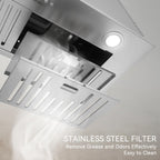 Hermitlux 30″ Built in/Insert Range Hood, 600 CFM Stainless Steel Vent Hood