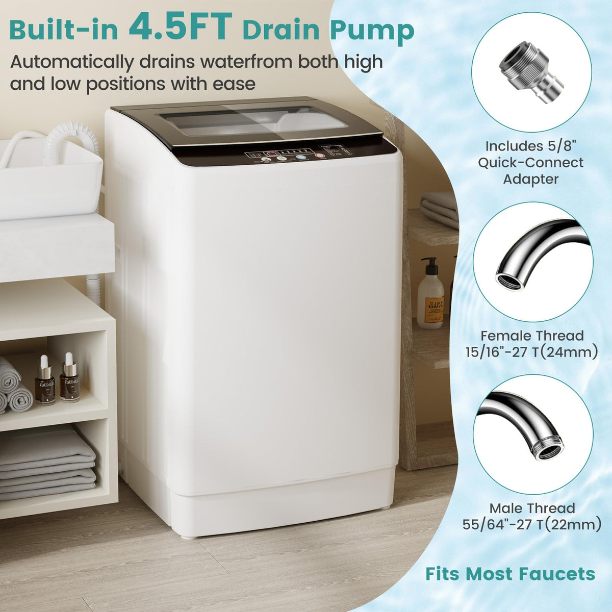 Auertech Portable Washer and Dryer Combo Set, 2.8 CU. FT. Portable Clothes Dryers with Boot Dryer, 28 lbs Fully Automatic Washing Machine, Compact Washer and Dryer for Apartment, RV, Dorm