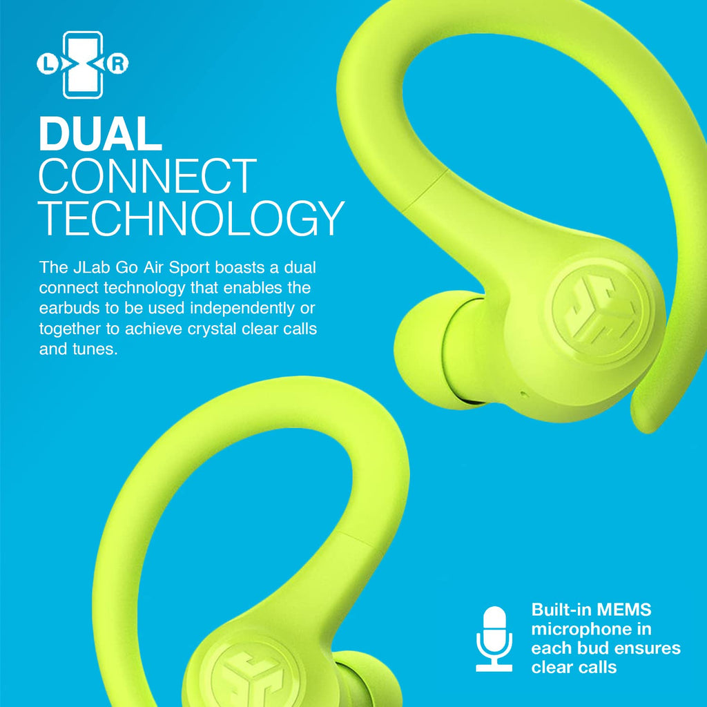 JLab, Go Sport+, True Wireless Workout Earbuds, Bluetooth Sport Earbuds, Clear Calling, Sand