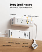 SUPERDANNY 15Ft Extension Cord with Multiple Outlets, Flat Plug Power Strip