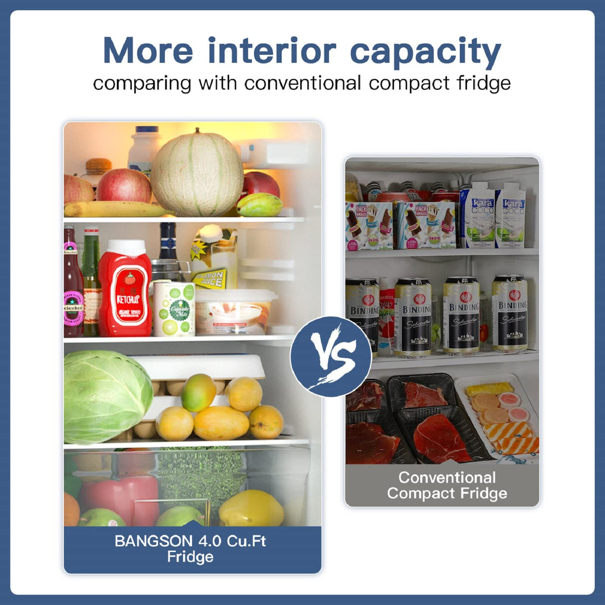 BANGSON 7.7 Cu.Ft Refrigerator with Top Freezer Apartment Size Black