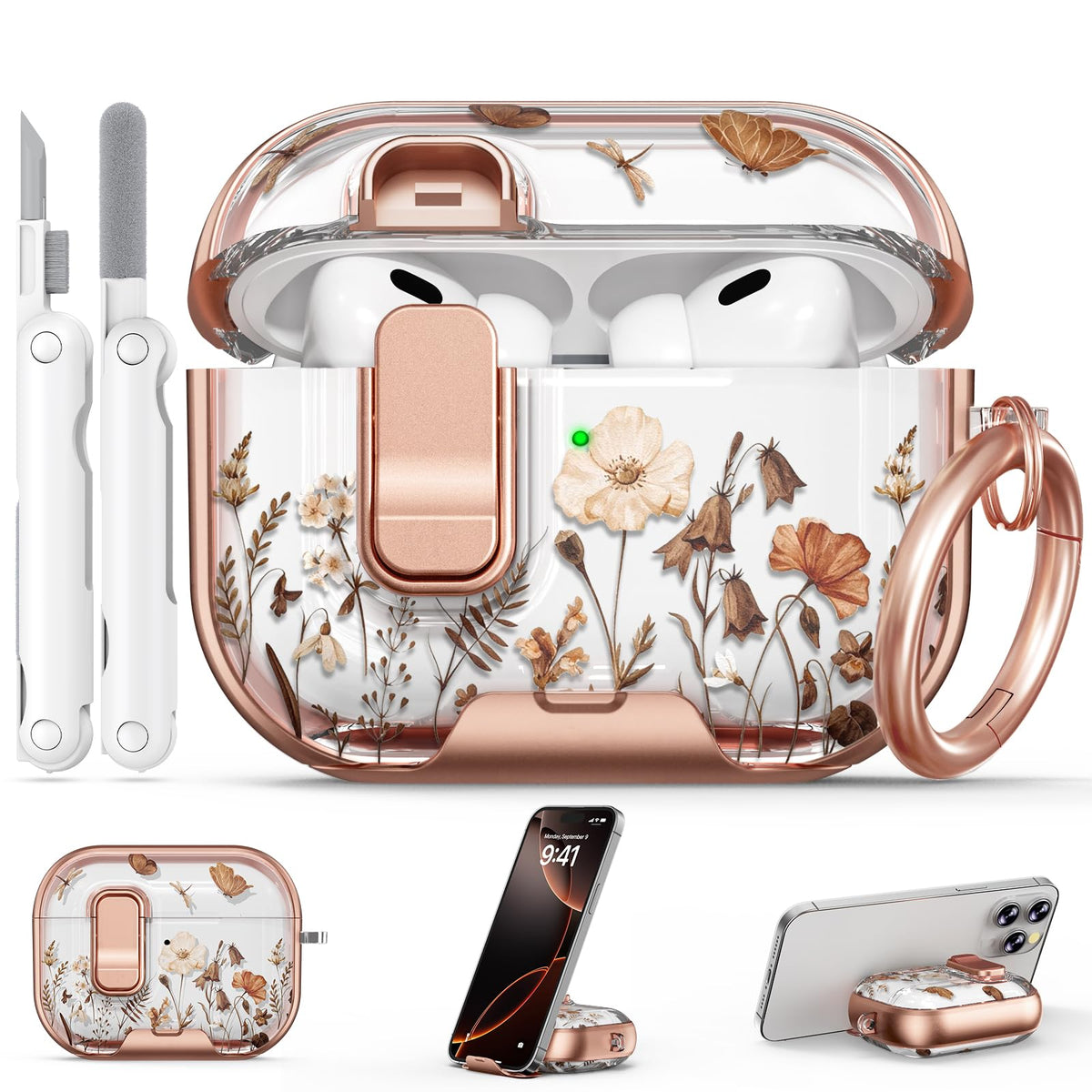 for AirPods Pro 2nd/1st Case (2023-2019)-Purple Bell Flower