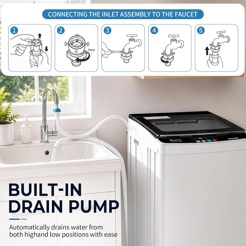 Winado 15.6LBS Full Automatic Portable Washing Machine with Drain Pump