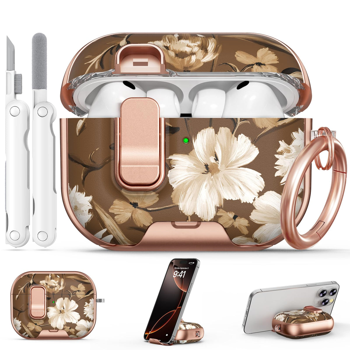 for AirPods Pro 2nd/1st Case (2023-2019)-Purple Bell Flower