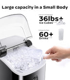 Silonn Ice Maker Countertop, 9 Cubes Ready in 6 Mins, 26lbs in 24Hrs, Self-Cleaning Ice Machine with Ice Scoop and Basket, 2 Sizes of Bullet Ice for Home Kitchen Office Bar Party