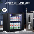 Antarctic Star Beverage Refrigerator Cooler 68 Can, Mini Fridge with Glass Door for Beer Drinks Wine,Freestanding Small Fridge with Electronic Temperature Control for Home and Bar,1.7 cu.ft