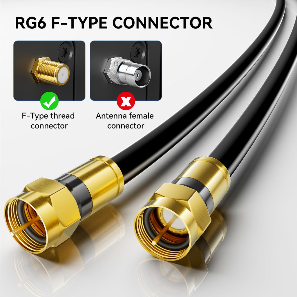 Nixsto RG6 Coaxial Cable, 3FT 6FT 10FT 15FT 25FT 50FT 100FT Coax Cable Cord