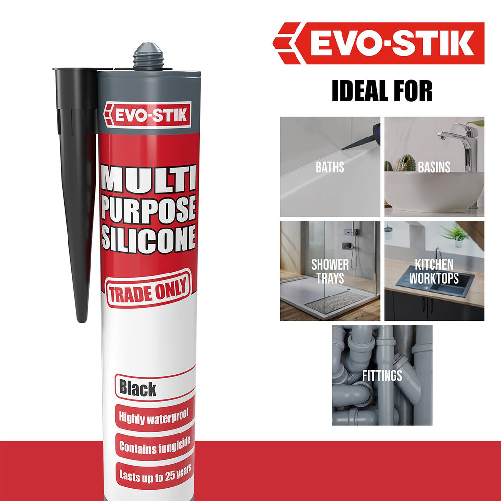 EVO-STIK Multipurpose Silicone Sealant White - Waterproof & Mould Resistant