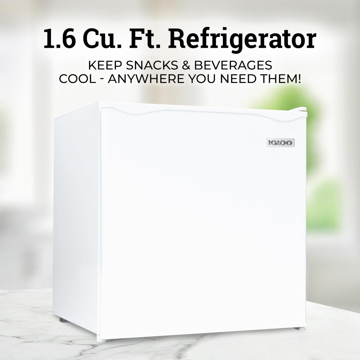 Igloo 2.6 Cu.Ft Mini Fridge with Freezer- Single Door Compact Refrigerator with Glass Shelves for Homes, Dorms & Offices- Keep Snacks, Drinks & Frozen Foods Cool with Temperature Control Fridge- White