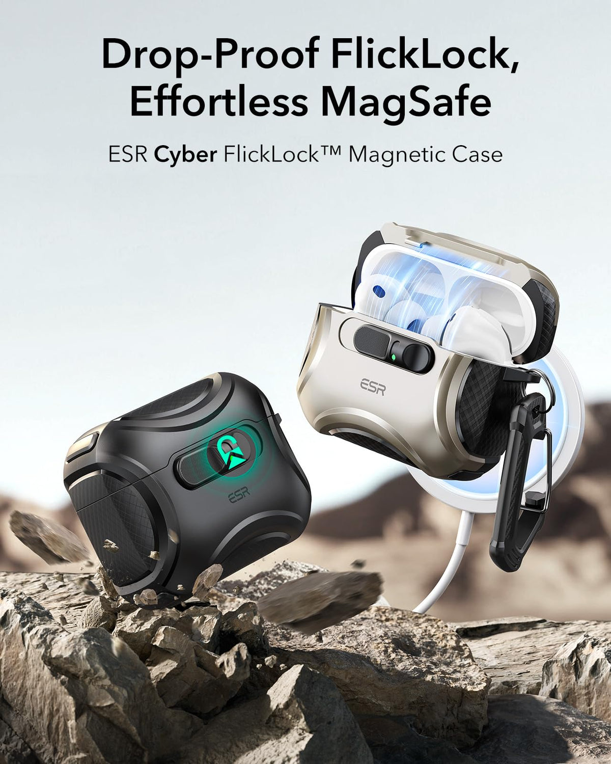 ESR for AirPods 5/4 Case, Compatible with MagSafe, Drop-Proof Lock, Black