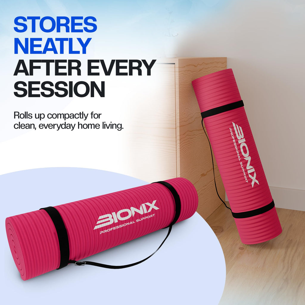 Bionix Yoga Mat For Women Men, Thick Pilates Exercise Mat, Home Gym Fitness