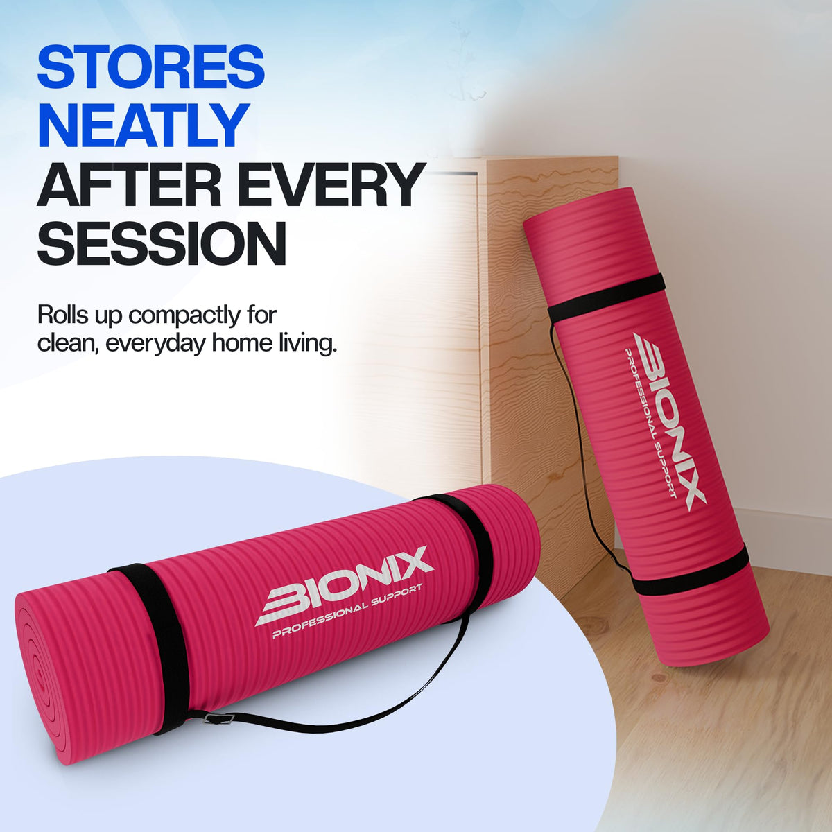 Bionix Yoga Mat For Women Men, Thick Pilates Exercise Mat, Home Gym Fitness