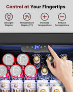 Feelfunn 2.6CuFt Beverage Refrigerator, 95 Can Mini Fridge with Glass Door