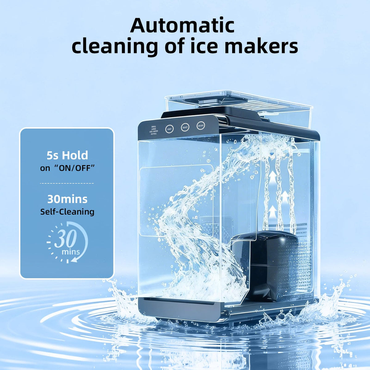 Countertop Portable Ice Maker, 8 Cubes in 6 Mins Fast Ice Making, 26Lbs Ice Per Day Auto Self-Cleaning Ice Machine with Ice Basket & Scoop, Compact Mini Ice Maker for Home Kitchen Office Bar RV Travel