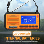 FosPower NOAA Emergency Weather Radio A1 7400mWh Solar Hand Crank (Orange)