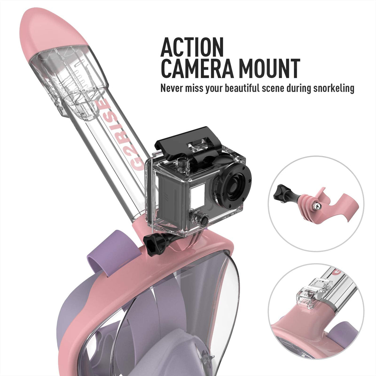 G2RISE SN01 Full Face Snorkel Mask with Detachable Camera Mount, Anti-Fog and Foldable Design, Advanced Breathing System for a Safe Adults/Kids Snorkeling Experience