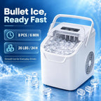Electactic Portable Ice Maker Countertop,8 Bullet Ice in 6 Mins,2 Ice Size