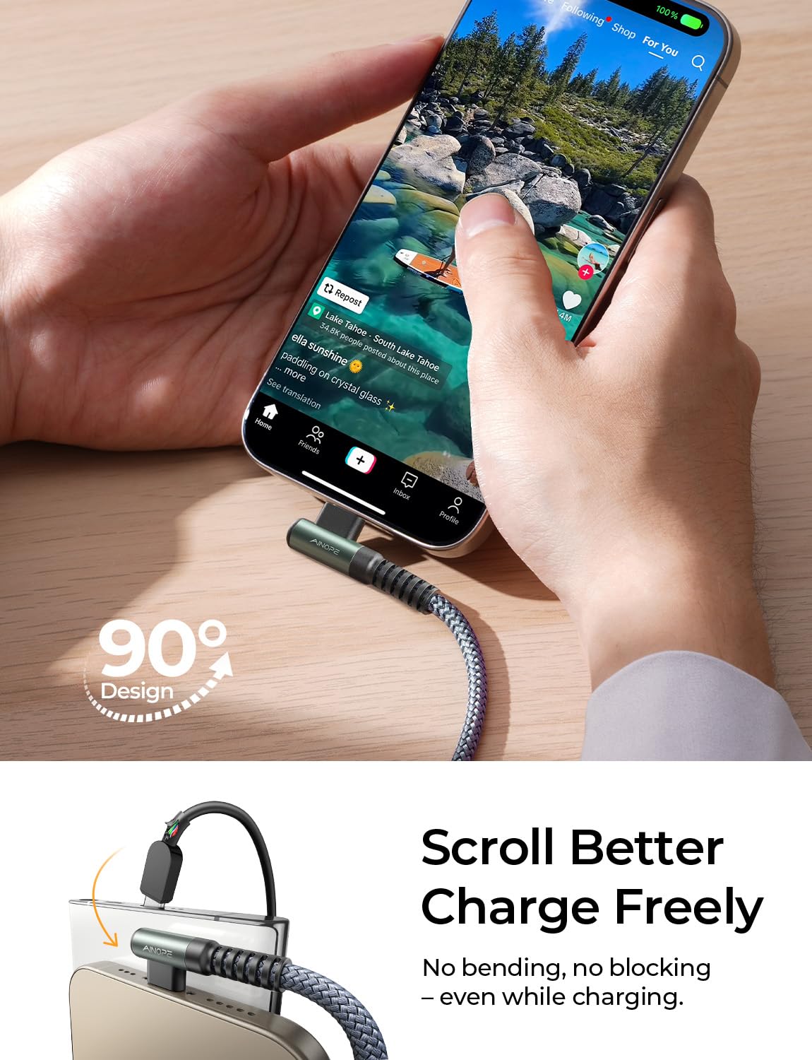 Samsung USB C Charger Cable, 2 Pack 2M Fast Charge, Right Angle Nylon Braided Type C Cable Compatible with S10 S9, Huawei, Google Pixel, Sony Xperia, LG