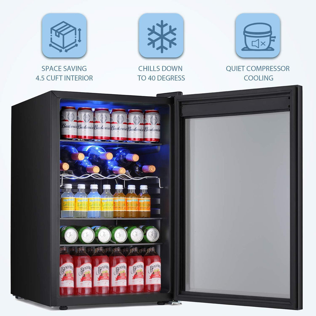 Antarctic Star 12 Bottle 48 Can Beverage Refrigerator Cooler - Mini Fridge Glass Door for Beer Soda Drinks or Wine,Freestanding Beverage Fridge for Home and Bar with Adjustable Shelving, 1.3 Cu. Ft.