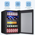 Antarctic Star 12 Bottle 48 Can Beverage Refrigerator Cooler - Mini Fridge Glass Door for Beer Soda Drinks or Wine,Freestanding Beverage Fridge for Home and Bar with Adjustable Shelving, 1.3 Cu. Ft.