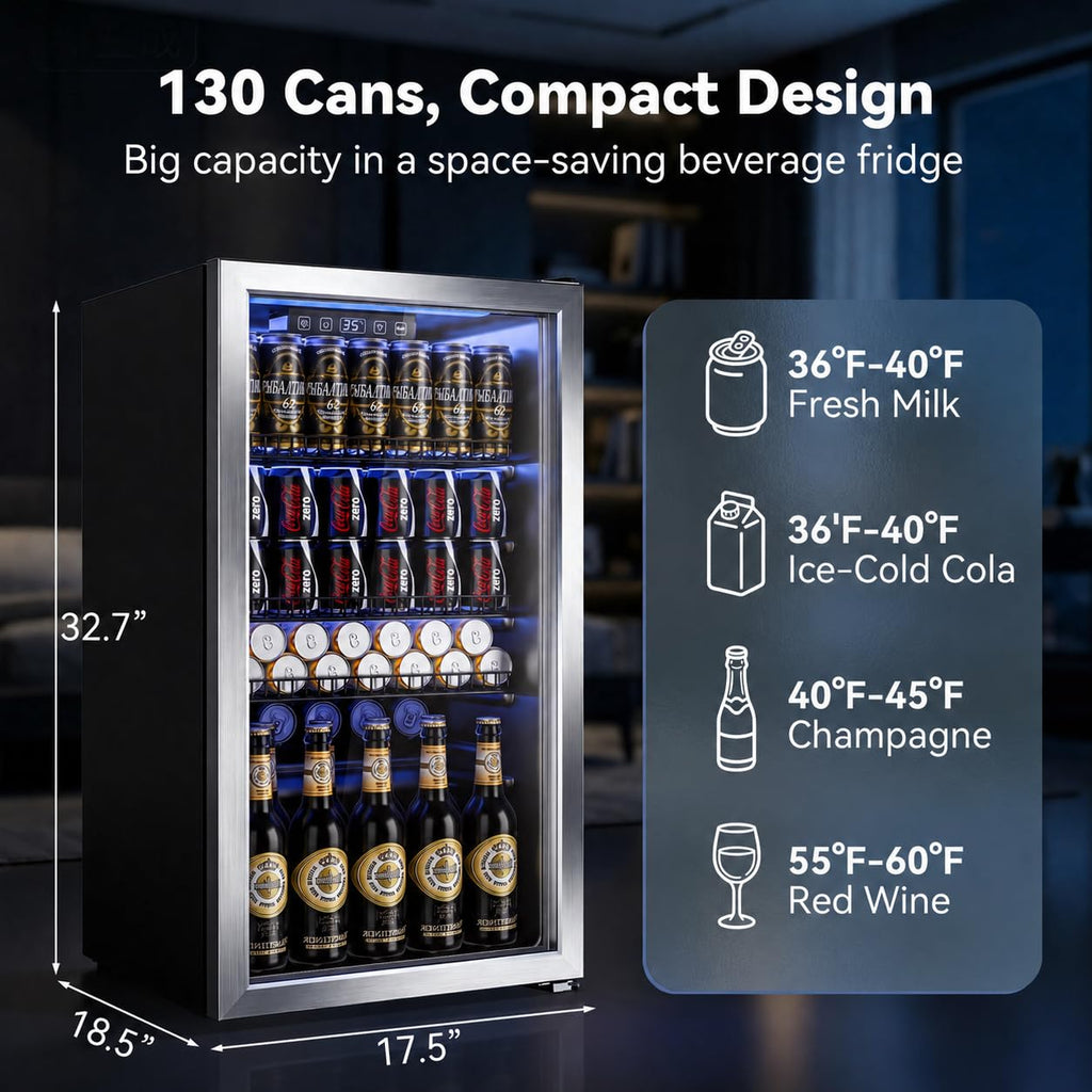Beverage Refrigerator, 2.47 Cu.Ft Mini Fridge Beverage Cooler