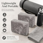 EXERZ Yoga Blocks 2pcs Gym Bricks -Comfortable Fitness Yoga Bricks, Anti-Slip, Lightweight and Travel Friendly Pilates Practice