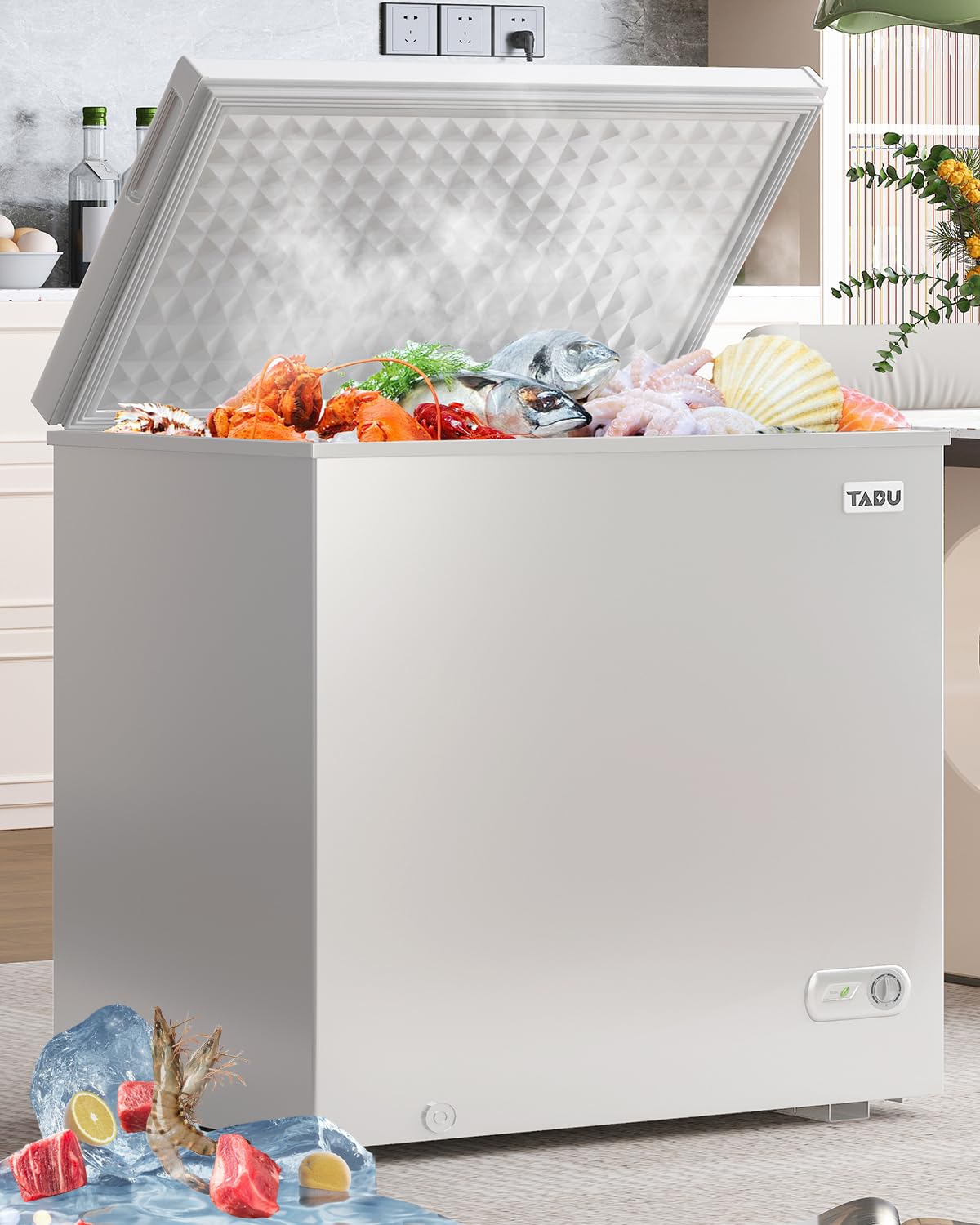 TABU 12.0 Cubic Feet Chest Freezer, Large Freestanding Deep Freezer, Black